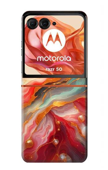 S4012 Red Marble Gold Veins Hülle Schutzhülle Taschen für Motorola Razr 70,60,50, Razr (2026, 2025, 2024)