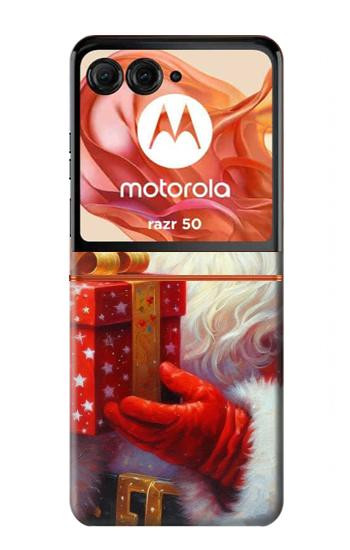 S4029 Xmas Smiling Santa Claus Gift Box Hülle Schutzhülle Taschen für Motorola Razr 70,60,50, Razr (2026, 2025, 2024)