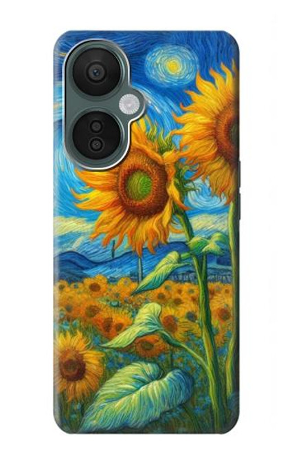 S4019 Sunflower Van Gogh Style Hülle Schutzhülle Taschen für OnePlus Nord CE 3 Lite, Nord N30 5G