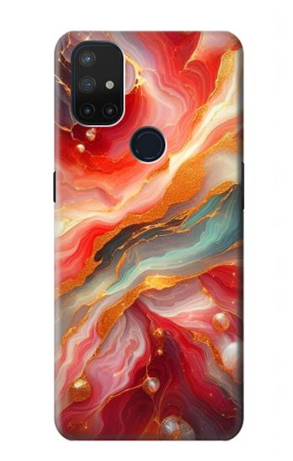 S4012 Red Marble Gold Veins Hülle Schutzhülle Taschen für OnePlus Nord N10 5G