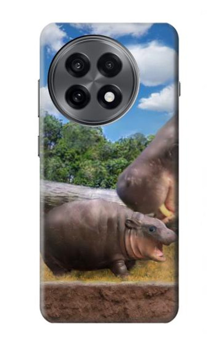 S4031 Baby Hippo Hippopotamus Family Hülle Schutzhülle Taschen für OnePlus 13R