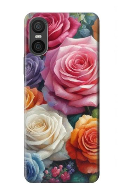 S3975 Colorful Roses Painting Hülle Schutzhülle Taschen für Sony Xperia 10 VI