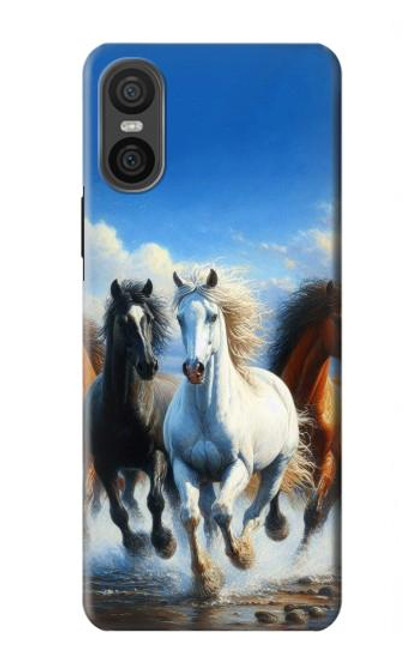 S3996 Horse Running Hülle Schutzhülle Taschen für Sony Xperia 10 VI