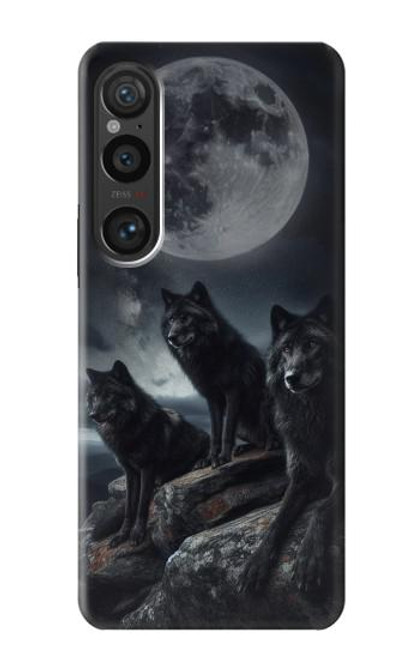 S3970 Black Wolf Full Moon Hülle Schutzhülle Taschen für Sony Xperia 1 VI