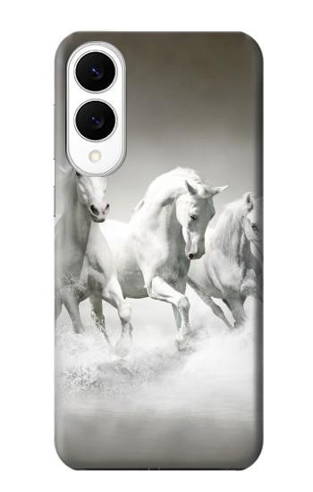 S0933 White Horses Hülle Schutzhülle Taschen für Samsung Galaxy S25 Edge
