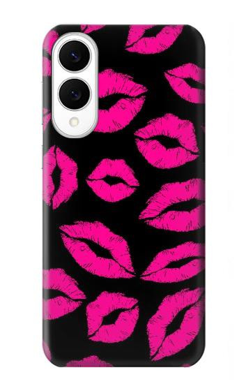 S2933 Pink Lips Kisses on Black Hülle Schutzhülle Taschen für Samsung Galaxy S25 Edge