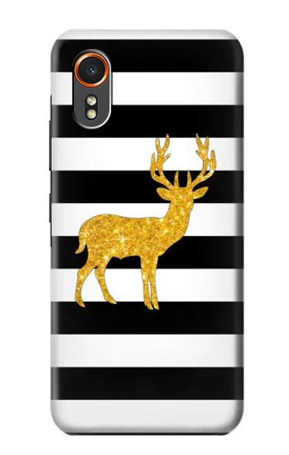 S2794 Black and White Striped Deer Gold Sparkles Hülle Schutzhülle Taschen für Samsung Galaxy XCover7