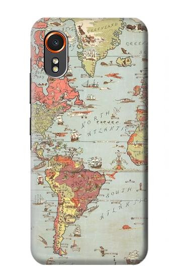 S3418 Vintage World Map Hülle Schutzhülle Taschen für Samsung Galaxy XCover7