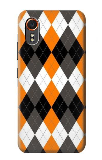 S3421 Black Orange White Argyle Plaid Hülle Schutzhülle Taschen für Samsung Galaxy XCover7