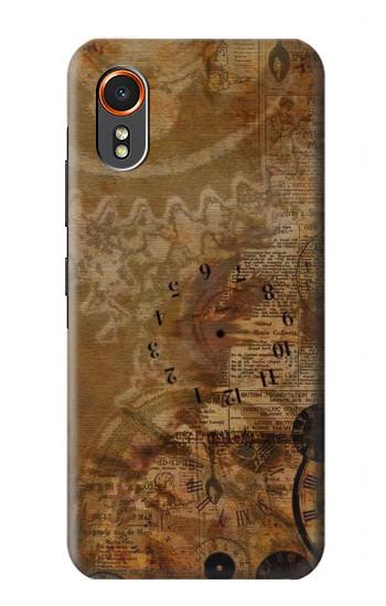 S3456 Vintage Paper Clock Steampunk Hülle Schutzhülle Taschen für Samsung Galaxy XCover7