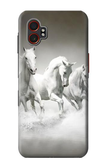 S0933 White Horses Hülle Schutzhülle Taschen für Samsung Galaxy XCover7 Pro