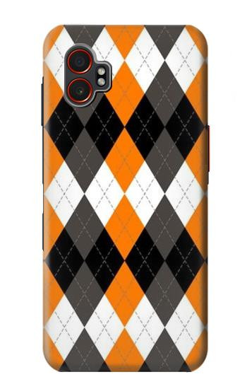 S3421 Black Orange White Argyle Plaid Hülle Schutzhülle Taschen für Samsung Galaxy XCover7 Pro