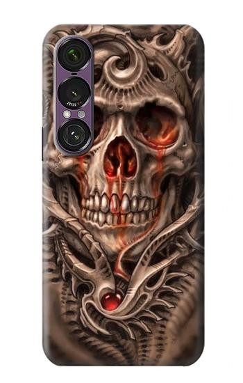 S1675 Skull Blood Tattoo Hülle Schutzhülle Taschen für Sony Xperia 1 VII