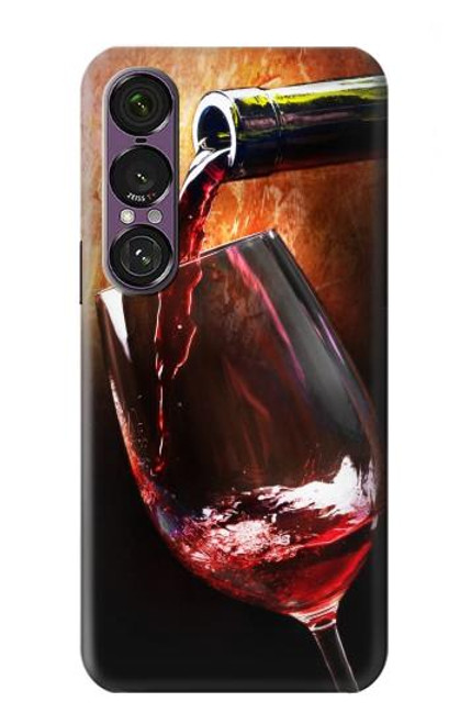 S2396 Red Wine Bottle And Glass Hülle Schutzhülle Taschen für Sony Xperia 1 VII
