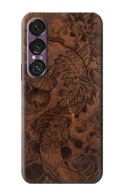 S3405 Fish Tattoo Leather Graphic Print Hülle Schutzhülle Taschen für Sony Xperia 1 VII