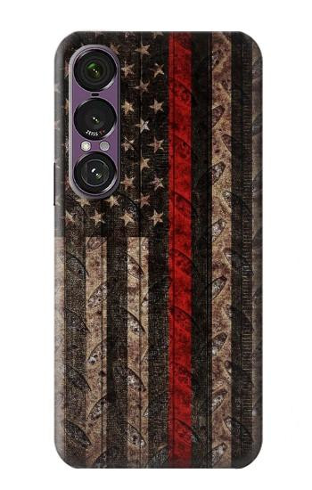 S3804 Fire Fighter Metal Red Line Flag Graphic Hülle Schutzhülle Taschen für Sony Xperia 1 VII