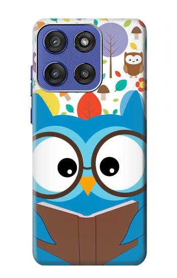 S2521 Cute Nerd Owl Cartoon Hülle Schutzhülle Taschen für Motorola Moto G Stylus 5G (2025,2026), Edge 60 Stylus