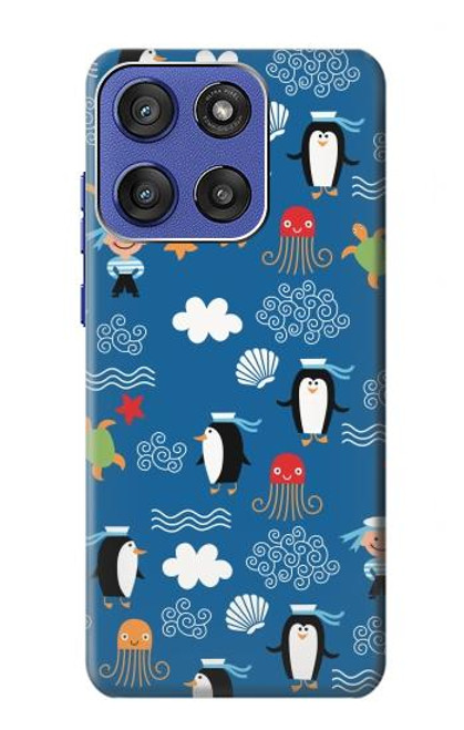 S2572 Marine Penguin Pattern Hülle Schutzhülle Taschen für Motorola Moto G Stylus 5G (2025), Edge 60 Stylus