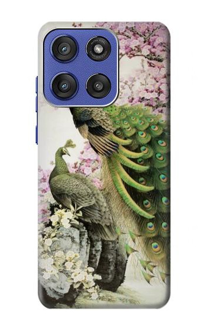 S2773 Peacock Chinese Brush Painting Hülle Schutzhülle Taschen für Motorola Moto G Stylus 5G (2025), Edge 60 Stylus