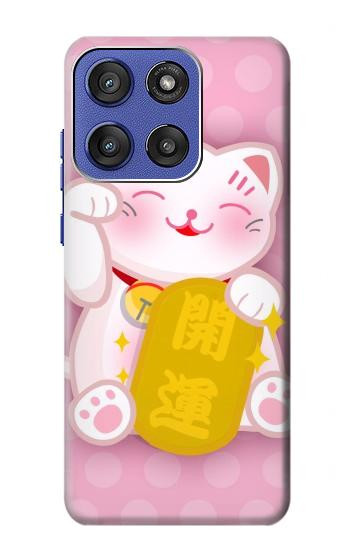 S3025 Pink Maneki Neko Lucky Cat Hülle Schutzhülle Taschen für Motorola Moto G Stylus 5G (2025,2026), Edge 60 Stylus