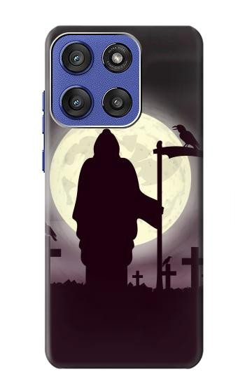 S3262 Grim Reaper Night Moon Cemetery Hülle Schutzhülle Taschen für Motorola Moto G Stylus 5G (2025,2026), Edge 60 Stylus