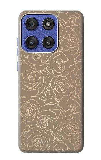 S3466 Gold Rose Pattern Hülle Schutzhülle Taschen für Motorola Moto G Stylus 5G (2025,2026), Edge 60 Stylus
