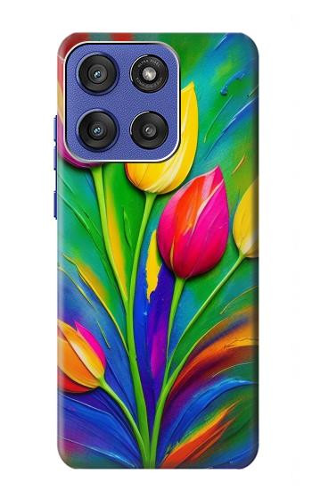 S3926 Colorful Tulip Oil Painting Hülle Schutzhülle Taschen für Motorola Moto G Stylus 5G (2025,2026), Edge 60 Stylus