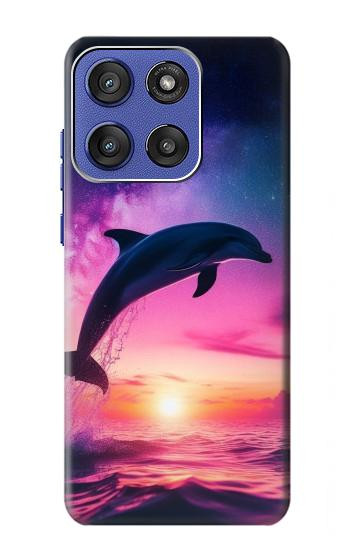 S3980 Dolphin Sunset Milky Way Hülle Schutzhülle Taschen für Motorola Moto G Stylus 5G (2025,2026), Edge 60 Stylus