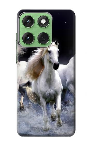 S0246 White Horse Hülle Schutzhülle Taschen für Motorola Edge 60