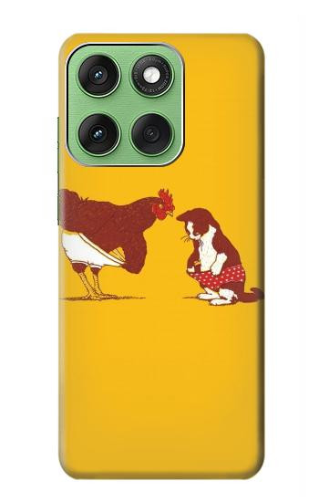 S1093 Rooster and Cat Joke Hülle Schutzhülle Taschen für Motorola Edge 60