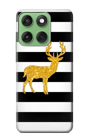 S2794 Black and White Striped Deer Gold Sparkles Hülle Schutzhülle Taschen für Motorola Edge 60