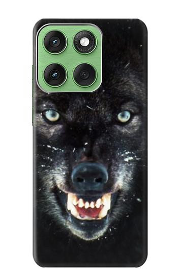 S2823 Black Wolf Blue Eyes Face Hülle Schutzhülle Taschen für Motorola Edge 60