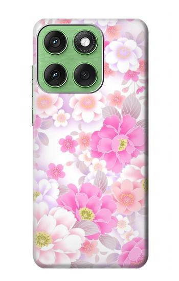 S3036 Pink Sweet Flower Flora Hülle Schutzhülle Taschen für Motorola Edge 60