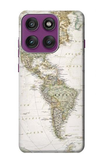 S0604 World Map Hülle Schutzhülle Taschen für Motorola Edge 60 Pro