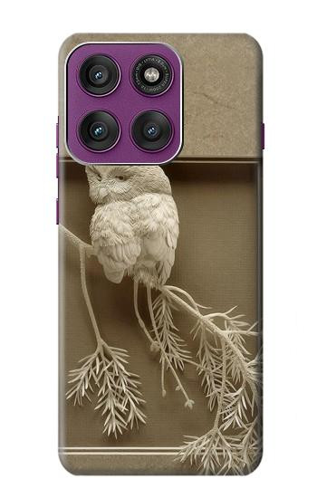 S1386 Paper Sculpture Owl Hülle Schutzhülle Taschen für Motorola Edge 60 Pro