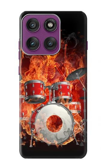 S1431 Skull Drum Fire Rock Hülle Schutzhülle Taschen für Motorola Edge 60 Pro