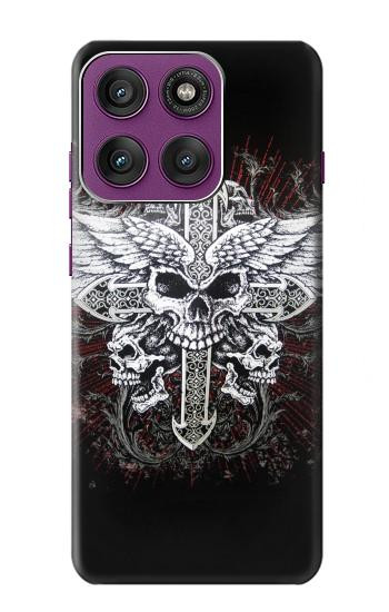 S1434 Skull Wing Tattoo Biker Hülle Schutzhülle Taschen für Motorola Edge 60 Pro