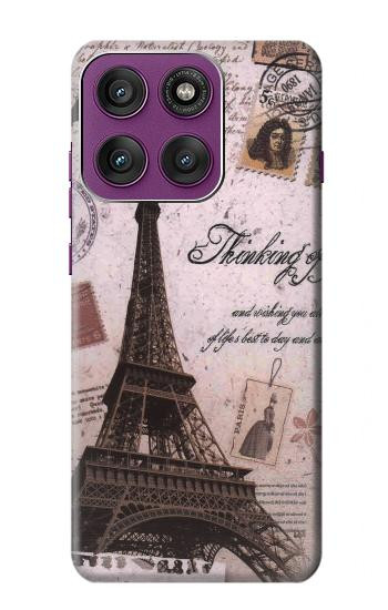 S2211 Paris Postcard Eiffel Tower Hülle Schutzhülle Taschen für Motorola Edge 60 Pro