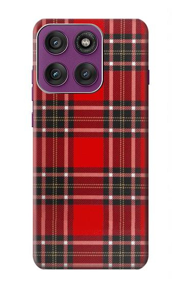 S2374 Tartan Red Pattern Hülle Schutzhülle Taschen für Motorola Edge 60 Pro
