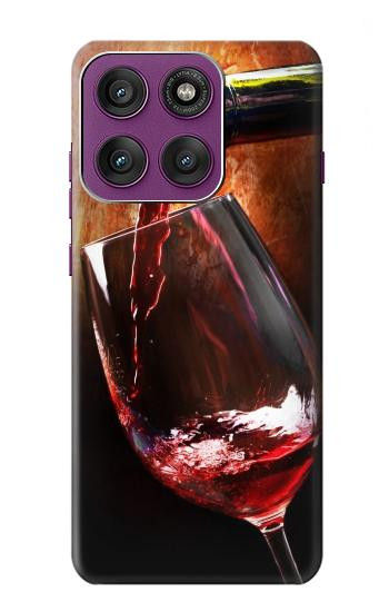S2396 Red Wine Bottle And Glass Hülle Schutzhülle Taschen für Motorola Edge 60 Pro