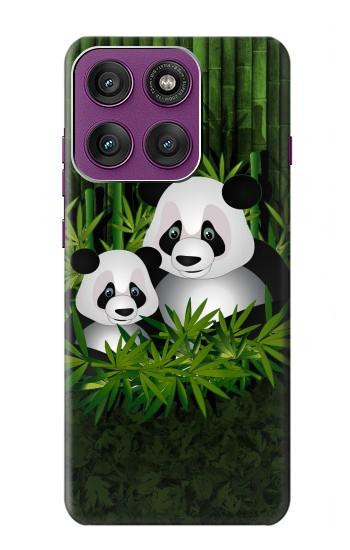 S2441 Panda Family Bamboo Forest Hülle Schutzhülle Taschen für Motorola Edge 60 Pro