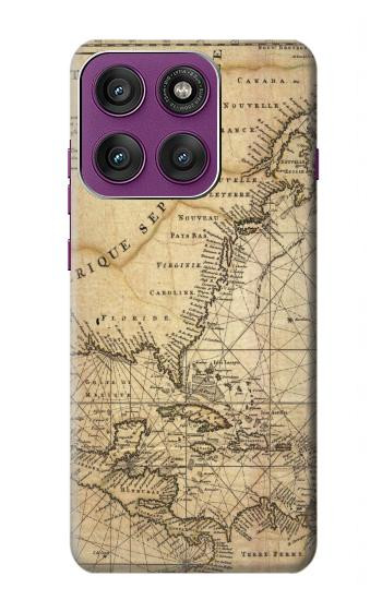 S2506 Exploration North America Map Hülle Schutzhülle Taschen für Motorola Edge 60 Pro