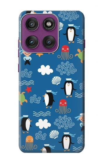 S2572 Marine Penguin Pattern Hülle Schutzhülle Taschen für Motorola Edge 60 Pro