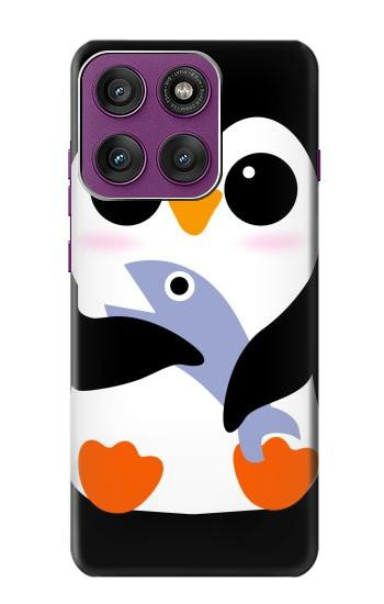 S2631 Cute Baby Penguin Hülle Schutzhülle Taschen für Motorola Edge 60 Pro