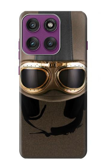 S2645 Vintage Brown Goggles Motorcycle Helmet Hülle Schutzhülle Taschen für Motorola Edge 60 Pro