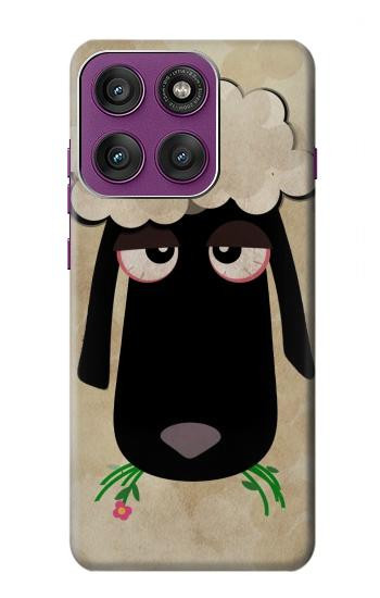S2826 Cute Cartoon Unsleep Black Sheep Hülle Schutzhülle Taschen für Motorola Edge 60 Pro