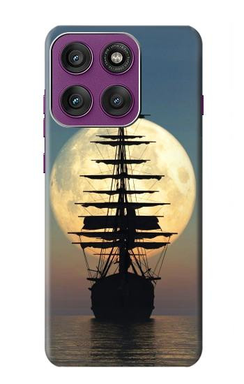 S2897 Pirate Ship Moon Night Hülle Schutzhülle Taschen für Motorola Edge 60 Pro