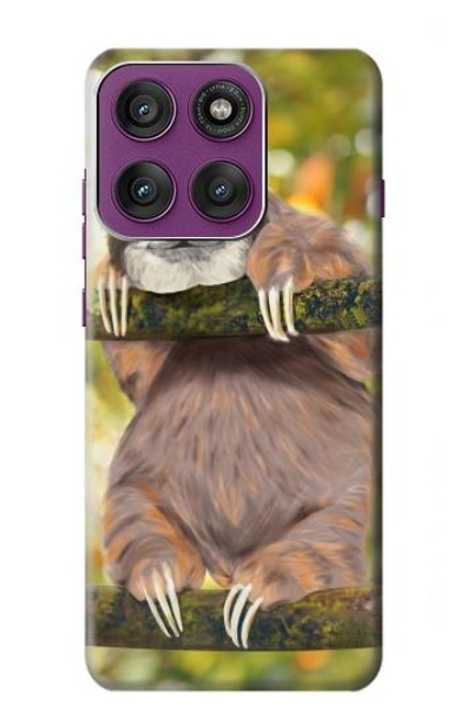 S3138 Cute Baby Sloth Paint Hülle Schutzhülle Taschen für Motorola Edge 60 Pro
