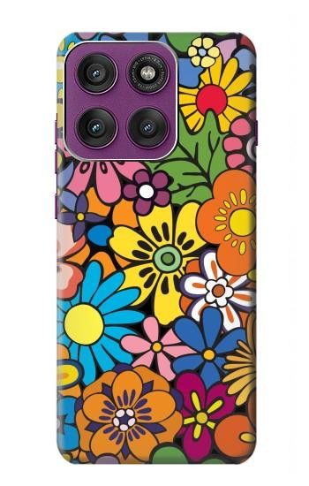 S3281 Colorful Hippie Flowers Pattern Hülle Schutzhülle Taschen für Motorola Edge 60 Pro
