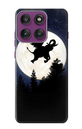 S3323 Flying Elephant Full Moon Night Hülle Schutzhülle Taschen für Motorola Edge 60 Pro
